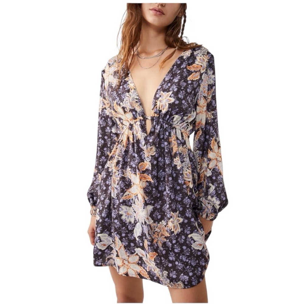 NWOT Free People Soli Mini Dress in Night Combo
